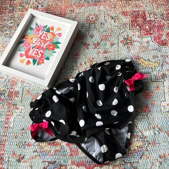 VENUS Marilyn Polka Dot Bikini Bottom Black & White Pink Size 12 - Picture 1 of 10